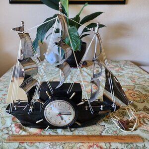 Vintage Mastercrafters Yankee Clipper 3 Masted Ship Electric Clock Sessions 50s